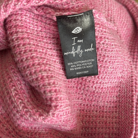 Nic+Zoe heather pink/white (orchid petal) waffle knit mock turtleneck sweater PL - Picture 9 of 9